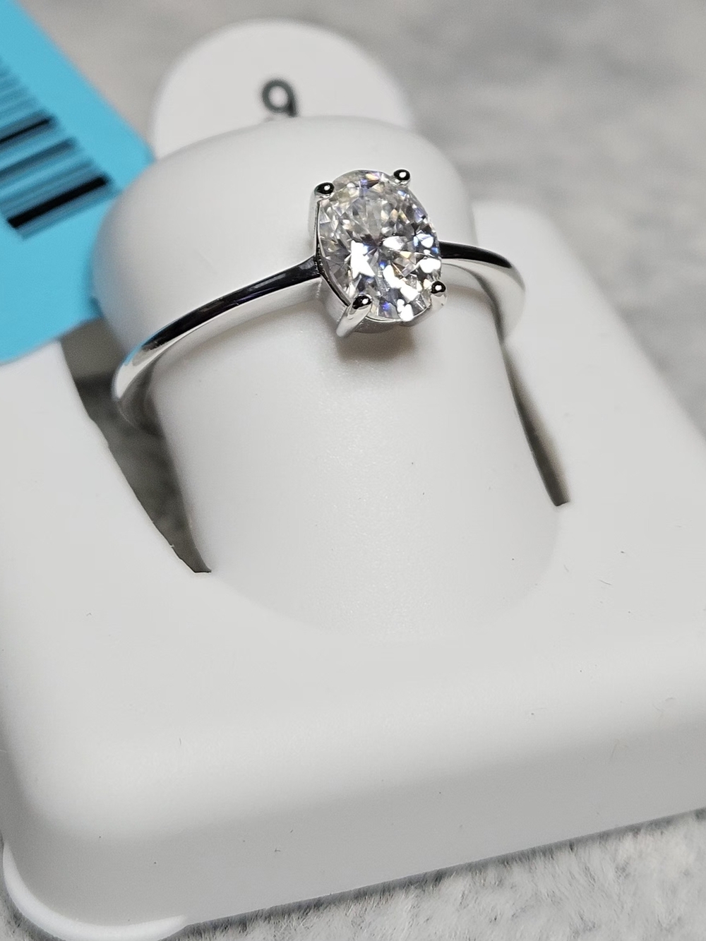NEW 1 CTW Oval Moissanite Solitaire Ring 925 Sterling Silver Sz 6 D VVS